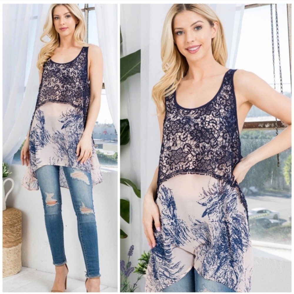 BRAND NEW Chiffon & Crochet Tunic/Dress